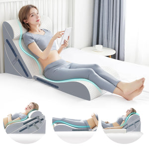 4PCS Orthopedic Bed Wedge Pillow Set with Full Memory Foam Waist Pillow, Wedge Pillow for Back Pain Relief, Adjustable Bed Wedge Pillow for Sleeping, Post Surgery, Leg Elevation, Acid Reflux & GERD - VITSCAN