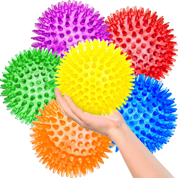 SHARLOVY 3.5” Large Dog Toys Ball, 6 Pack Squeaky oys, Durable for Aggressive Chewers, Spiky Ball for Clean Teeth and Training, Fetch Toys for Large Dogs, for Puppy Chew and Teething - VITSCAN