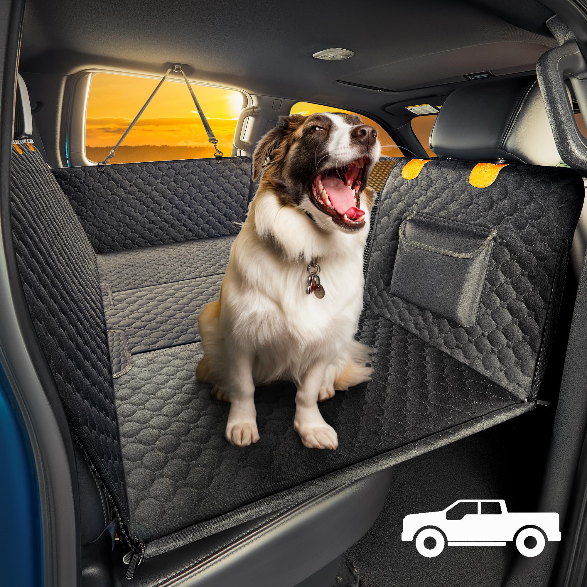 SHARLOVY XL Truck Back Seat Extender for Dogs, Large Hard Bottom Dog Car Seat Cover for Back Seat, Heavy Duty Dog Car Hammock, Waterproof Pet Seat Covers for Trucks, F150, Ram1500 and Large SUV - VITSCAN