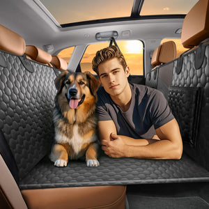 Back Seat Extender for Dogs Holds 400lbs, PU Leather Hard Bottom Car Seat Cover for Dogs,Heavy Duty Dog Car Seat Cover for Back Seat, Waterproof Dog Hammock for Car, Large Pet Bed for Car, Suv, Truck - VITSCAN