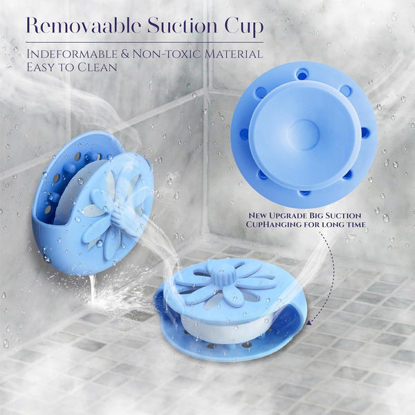 Shower Steamers Tray Blue- Upgrade Shower Steamer Holder Dish with Big Suction Cup, Long Lasting Bath Bombs Shower Accessories, Aromatherapy Diffuser Containers for Bathroom Bedroom Car Yoga Decor - VITSCAN