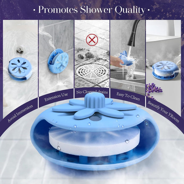 Shower Steamers Tray Blue- Upgrade Shower Steamer Holder Dish with Big Suction Cup, Long Lasting Bath Bombs Shower Accessories, Aromatherapy Diffuser Containers for Bathroom Bedroom Car Yoga Decor - VITSCAN