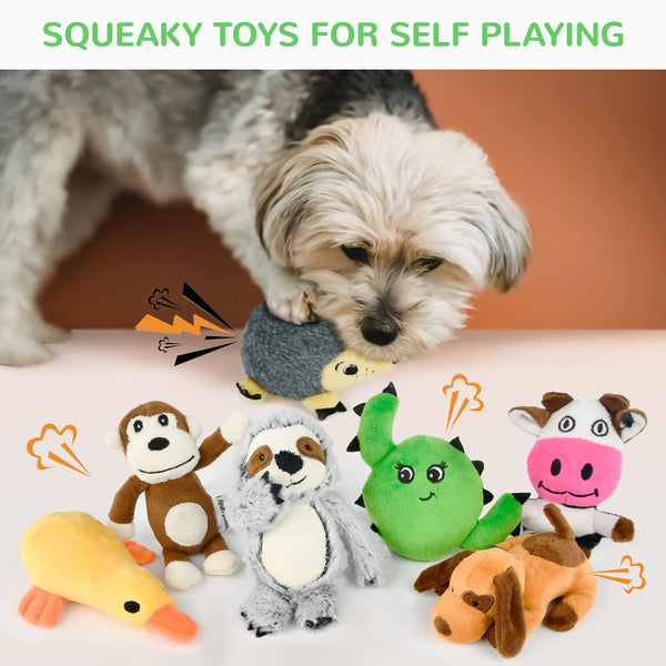 Dog Squeaky Toys for Small Dogs, 12 Pack Puppy Toys for Teething Cute Small Dog Toys Stuffed Plush Dog Toy Bundle Natural Cotton Puppy Rope Toy Dog Chew Toys for Puppies Pet Toys for Dogs - VITSCAN