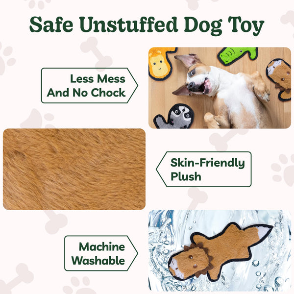 SHARLOVY No Stuffing Dog Toys Crinkle Squeaky, Long Lasting Chews for Aggressive, Durable Plush Dog Puppy Chew Toys for Teething, with 6 Tough Layers for Small Medium Large Breed - VITSCAN