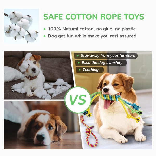 Dog Squeaky Toys for Small Dogs, 12 Pack Puppy Toys for Teething Cute Small Dog Toys Stuffed Plush Dog Toy Bundle Natural Cotton Puppy Rope Toy Dog Chew Toys for Puppies Pet Toys for Dogs - VITSCAN