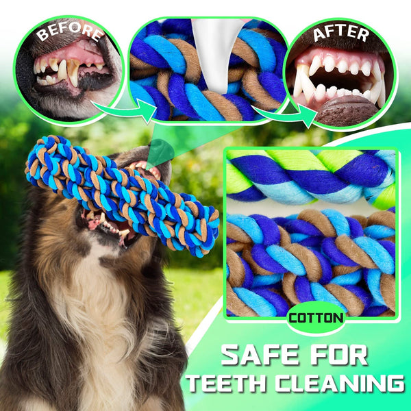 XL Dog Chew Toys for Aggressive Chewers Large Breed, 14 Pack Tough Indestructible Dog Toys for Aggressive Chewers, Durable Puppy Chew Toys for Teething, Heavy Duty Cotton Dog Rope Toys for Large Dogs - VITSCAN