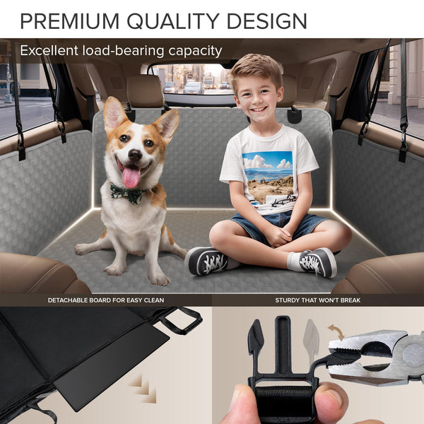Back Seat Extender for Dogs, Heavy Duty Dog Car Seat Cover for Back Seat and Aggressive Chewer, Large Hard Bottom Car Seat Cover for Dogs, Dog Hammock for Car, Travel Pet Car Bed for Car, SUV, Truck - VITSCAN