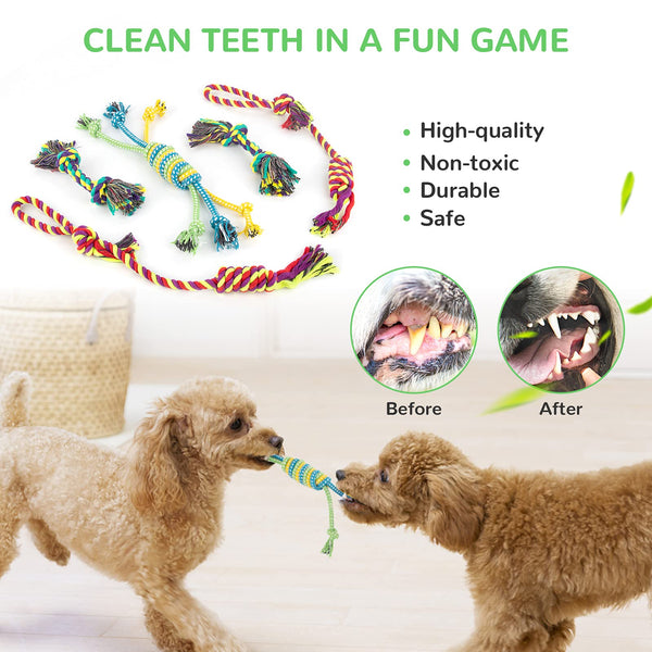 Dog Squeaky Toys for Small Dogs, 12 Pack Puppy Toys for Teething Cute Small Dog Toys Stuffed Plush Dog Toy Bundle Natural Cotton Puppy Rope Toy Dog Chew Toys for Puppies Pet Toys for Dogs - VITSCAN