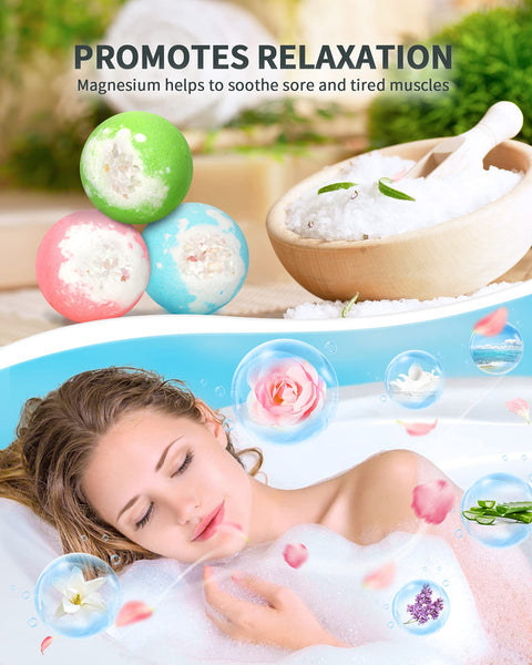 SHARLOVY Light Up Bath Bombs with Surprise Inside, 4.23 oz XL Natural Gift Set 6 with Essential Oils, Magnesium Large Bath Bombs for Women Relaxing Spa Skin Moisturize Gifts for Women