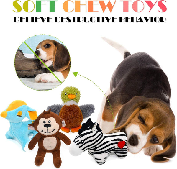 Dog Squeaky Toys, Stuffed Animal Puppy Toys, Cute Chew Toys for Dog Teething Toys, Pet Toys for Small to Medium Dogs, Soft Dog Toys, Plush Dog Toy 3 Pack - VITSCAN