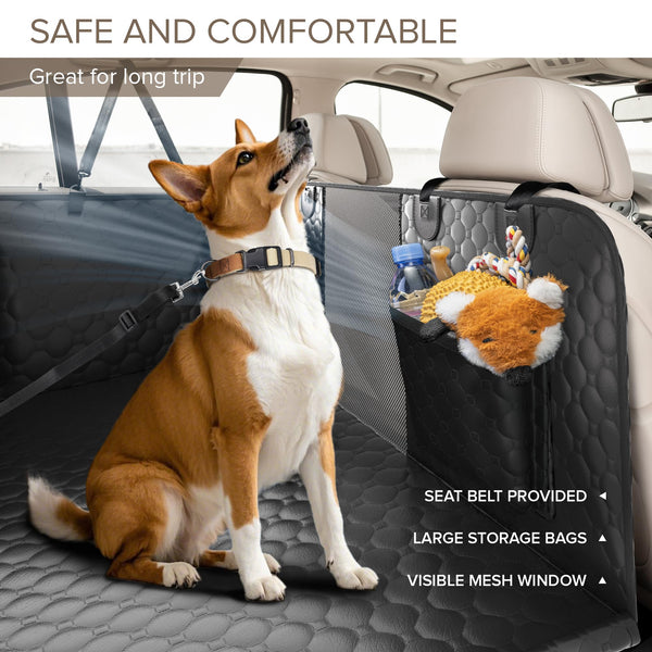Back Seat Extender for Dogs Holds 400lbs, PU Leather Hard Bottom Car Seat Cover for Dogs,Heavy Duty Dog Car Seat Cover for Back Seat, Waterproof Dog Hammock for Car, Large Pet Bed for Car, Suv, Truck - VITSCAN
