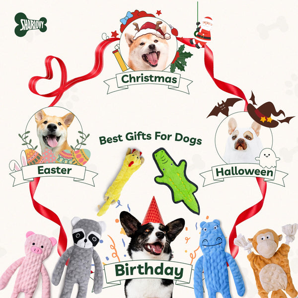 SHARLOVY No Stuffing Dog Toys Crinkle Squeaky, Long Lasting Chews for Aggressive, Durable Plush Dog Puppy Chew Toys for Teething, with 6 Tough Layers for Small Medium Large Breed - VITSCAN