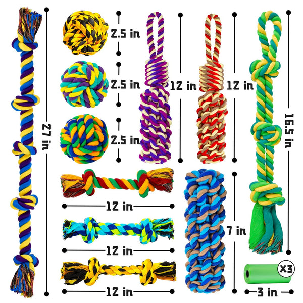 XL Dog Chew Toys for Aggressive Chewers Large Breed, 14 Pack Tough Indestructible Dog Toys for Aggressive Chewers, Durable Puppy Chew Toys for Teething, Heavy Duty Cotton Dog Rope Toys for Large Dogs - VITSCAN