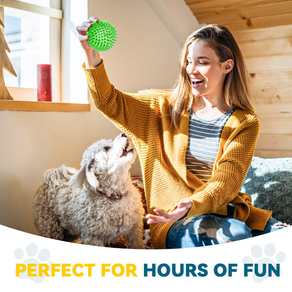 SHARLOVY 3.5” Large Dog Toys Ball, 6 Pack Squeaky oys, Durable for Aggressive Chewers, Spiky Ball for Clean Teeth and Training, Fetch Toys for Large Dogs, for Puppy Chew and Teething - VITSCAN