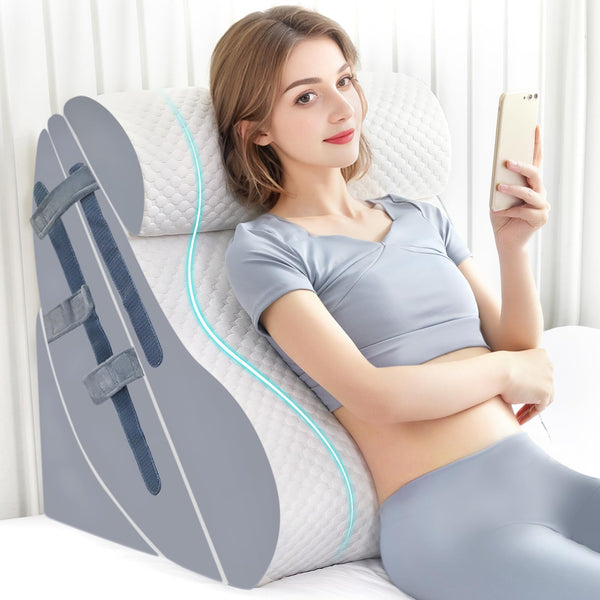 4PCS Orthopedic Bed Wedge Pillow Set with Full Memory Foam Waist Pillow, Wedge Pillow for Back Pain Relief, Adjustable Bed Wedge Pillow for Sleeping, Post Surgery, Leg Elevation, Acid Reflux & GERD - VITSCAN